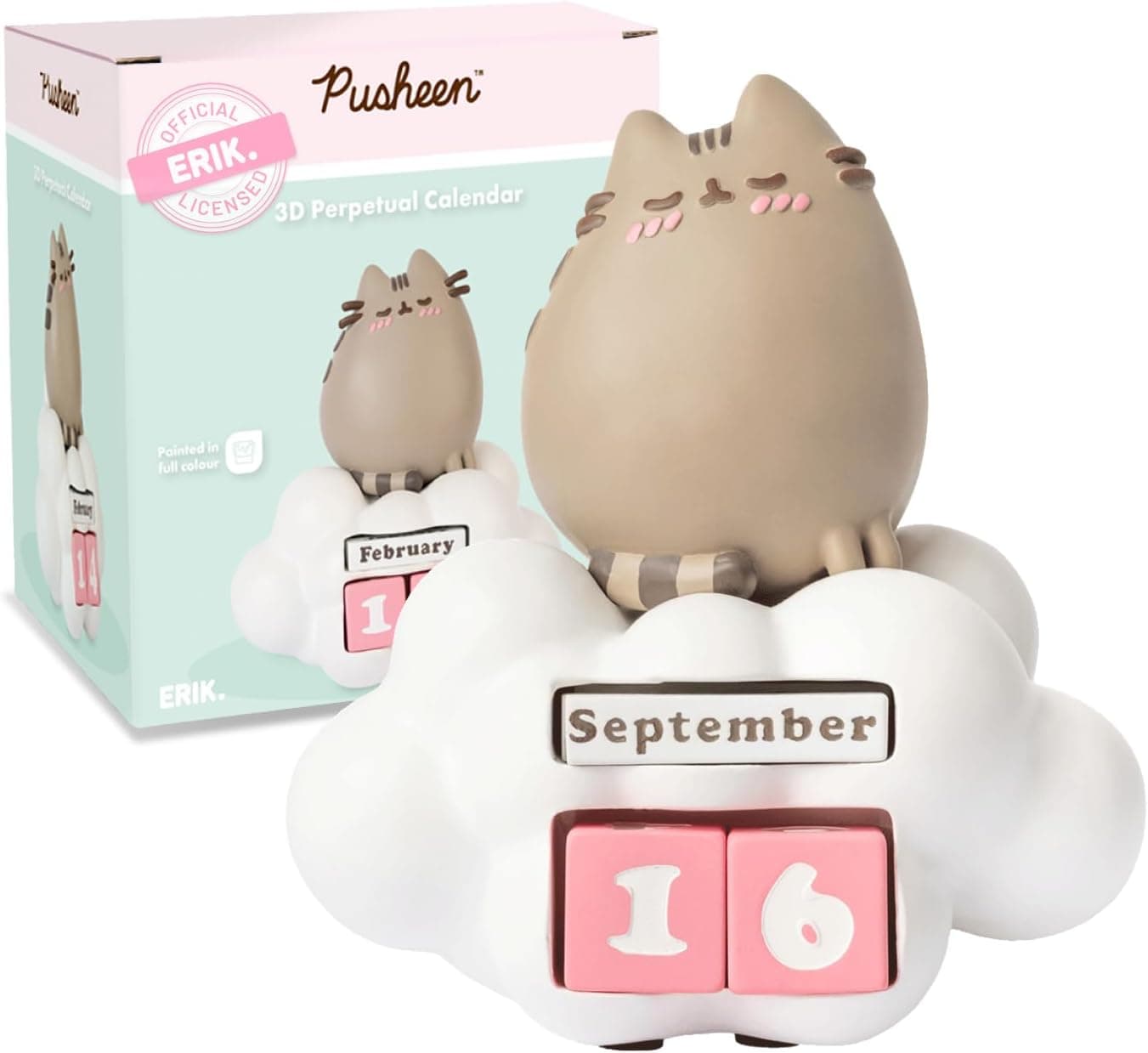 Calendário perpétuo 3D Pusheen Perfect Love Collection - Calendário 3D Pusheen - figura Pusheen ideal decoração quarto menina - calendário de mesa, licença oficial