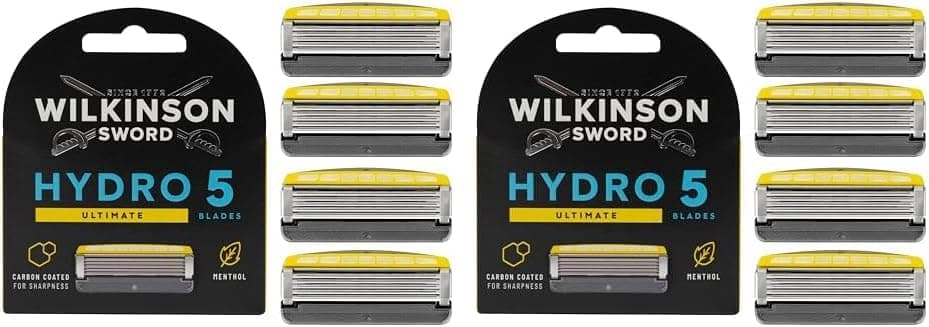 Wilkinson Sword Hydro 5 Skin Protection Advanced - 4 x 5 lâminas de barbear recarregáveis ​​com tira lubrificante enriquecida com mentol (pacote com 2)