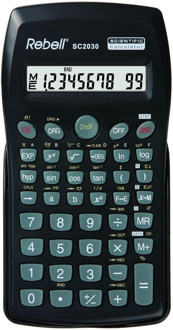 Rebell SC2030 | Calculadora científica de bolso com visor de 10 dígitos a preto