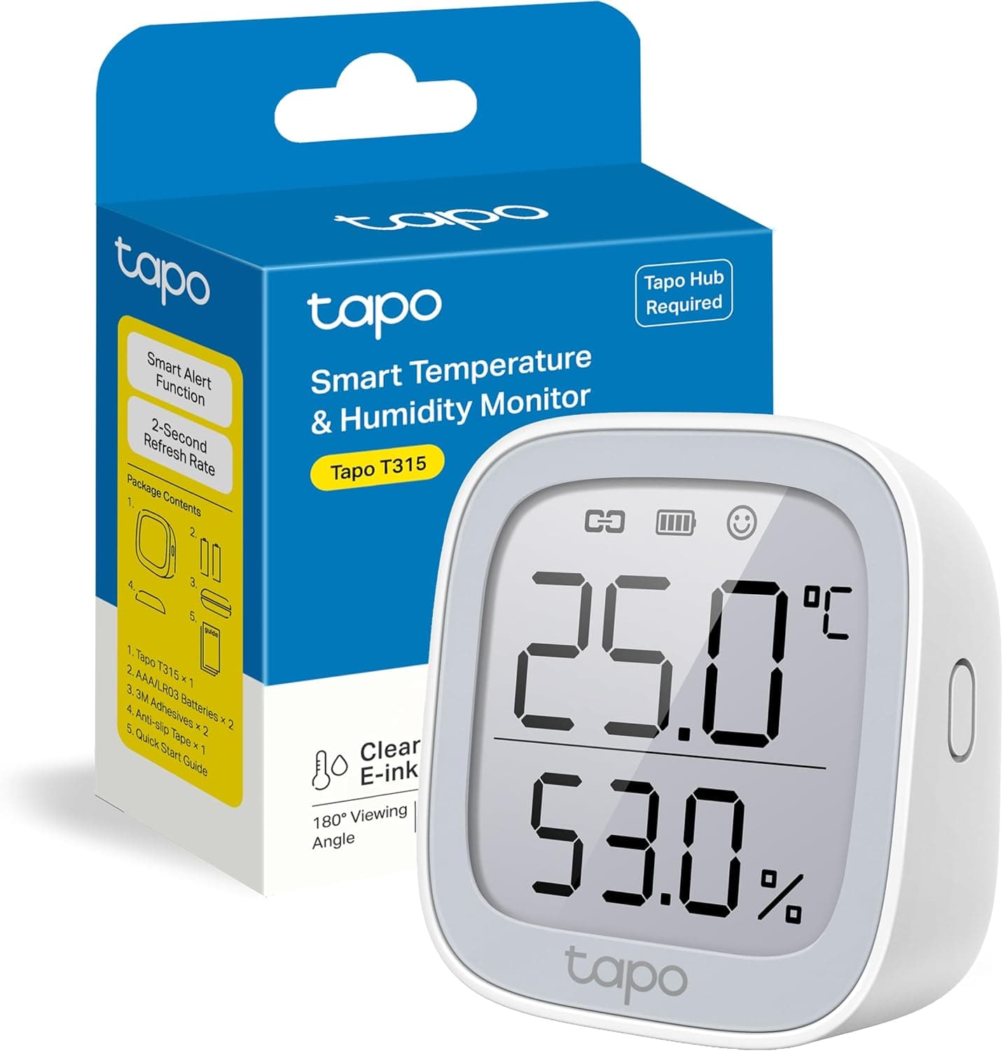 Tapo T315 – Monitor de temperatura e humidade, alta precisão, automação doméstica, até 2 anos de duração da bateria, requer concentrador