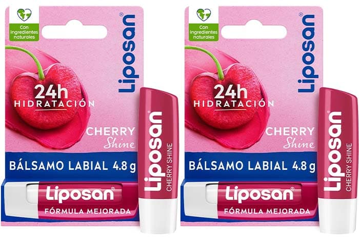 Liposan Cherry Shine (1 x 4,8 g), cacau labial com cheiro de cereja, bálsamo labial colorido, bálsamo hidratante para lábios bonitos, macios e suculentos