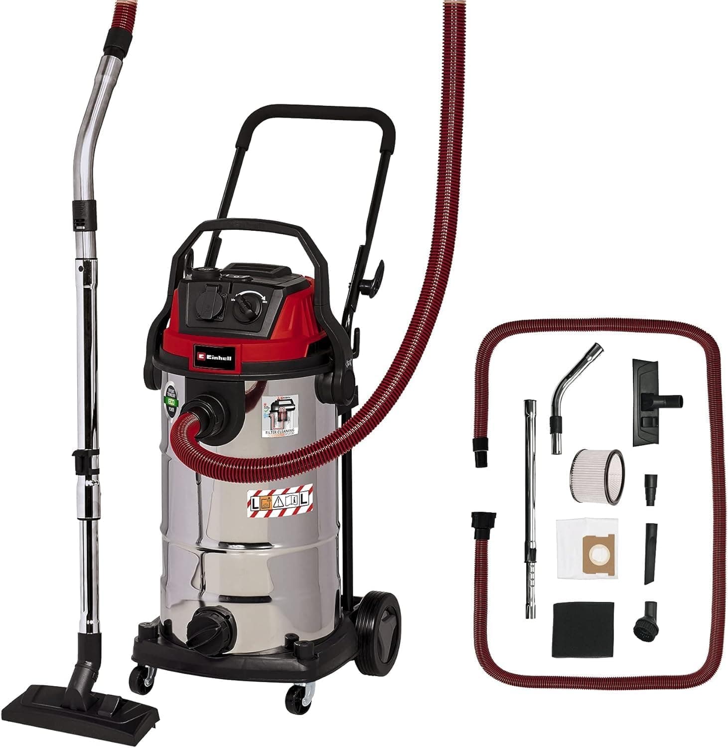 Einhell Aspirador a seco e húmido TE-VC 2240 SACL (1500 W, 225 mbar, filtro de dobras HEPA incl. Sistema de limpeza de filtro, 40 l, classe de proteção contra pó L, tomada automática)