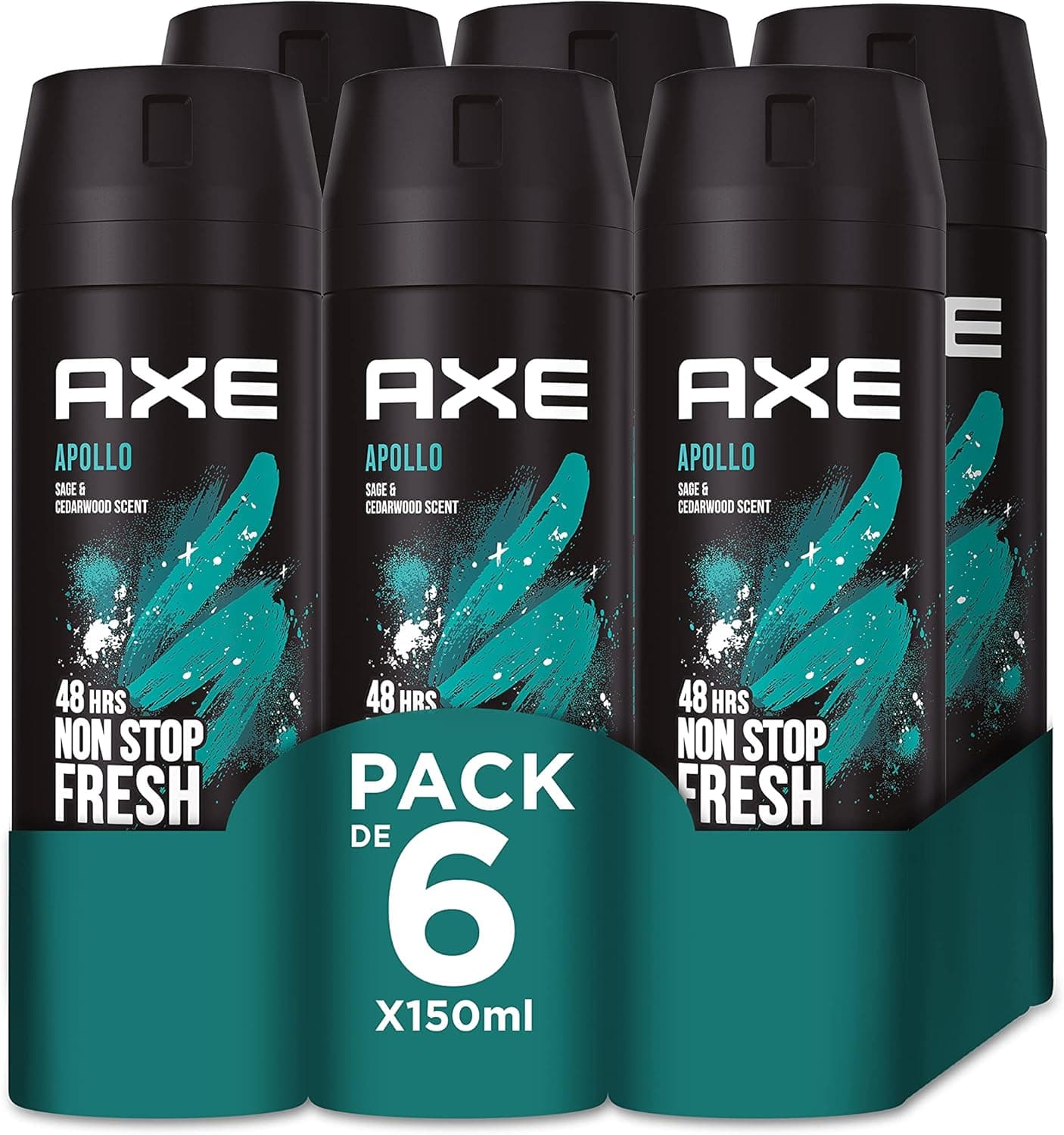 Axe Desodorante Bodyspray Apollo 150 ml, conjunto de 6 unidades