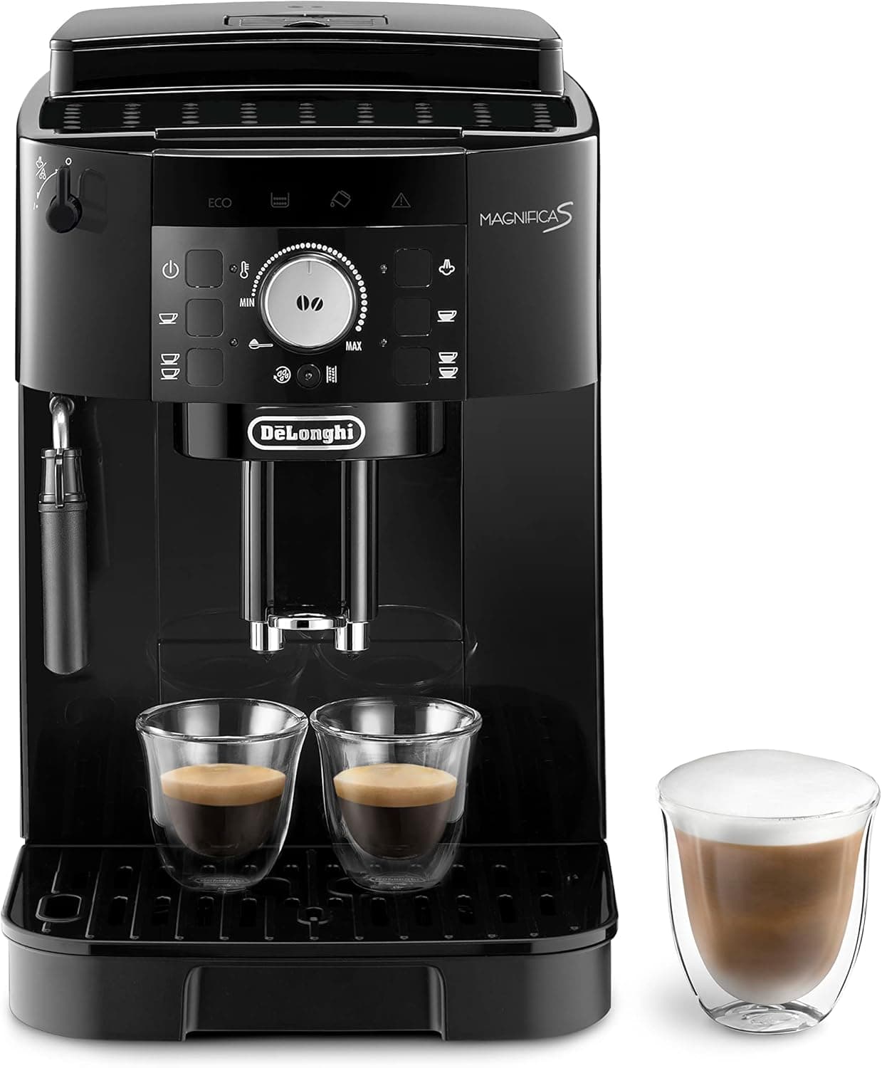 De'Longhi Magnifica S ECAM11.112.B, máquina de café super automática com para leite, máquina de café expresso de grão à caneca com 2 receitas One-Touch, painel de controlo Soft-Touch, 1450 W