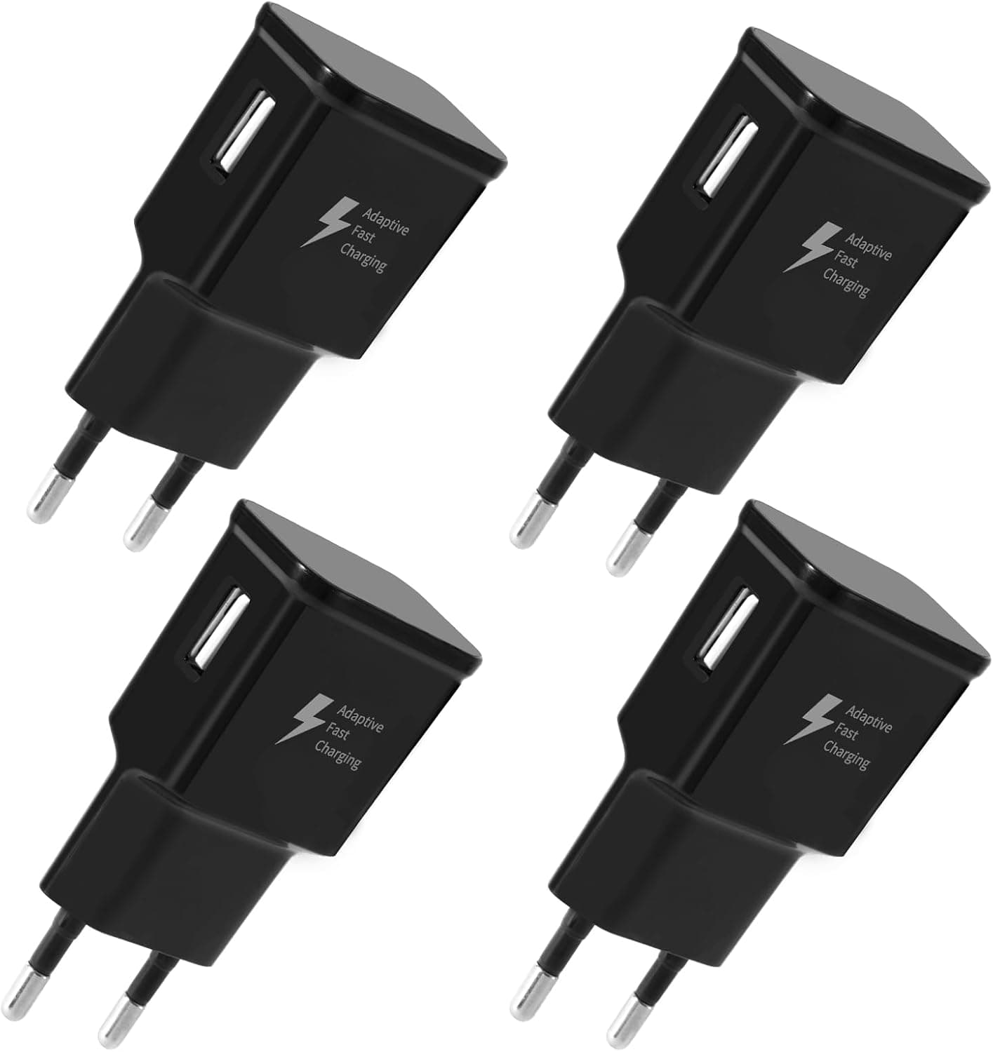4-Pack carregador USB, 15 W tomada USB carregador móvel carregamento rápido, carregador USB carregador rápido USB carregador rápido tomada carregador compatível com Samsung iPhone Huawei Xiaomi LG