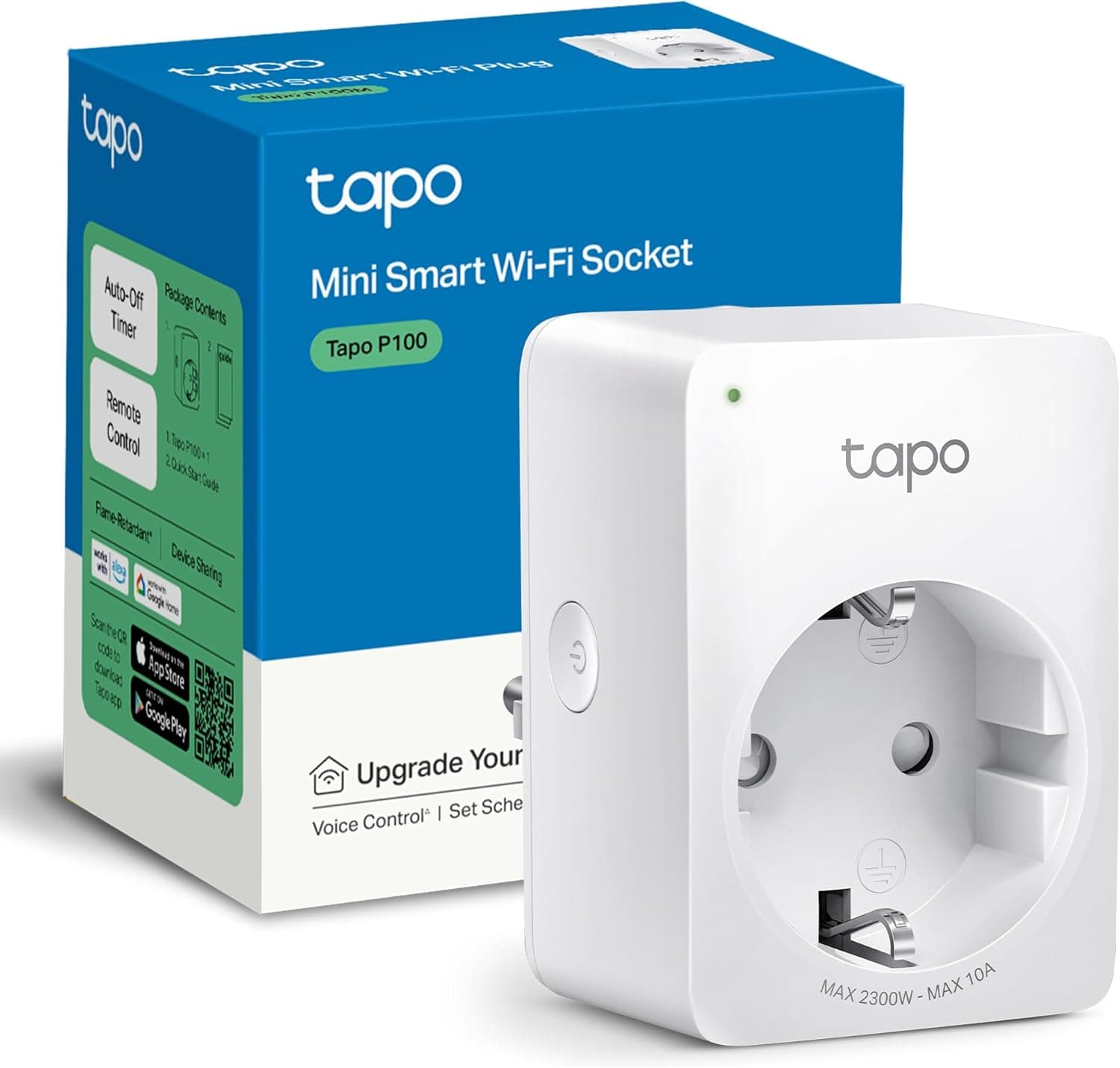 TP-Link Tapo P100 Mini tomada inteligente Wi-Fi, perfeita para ligar e desligar de forma programada e poupar energia, è necessário usar um HUB, compatível com Alexa e Google Home, cor branca