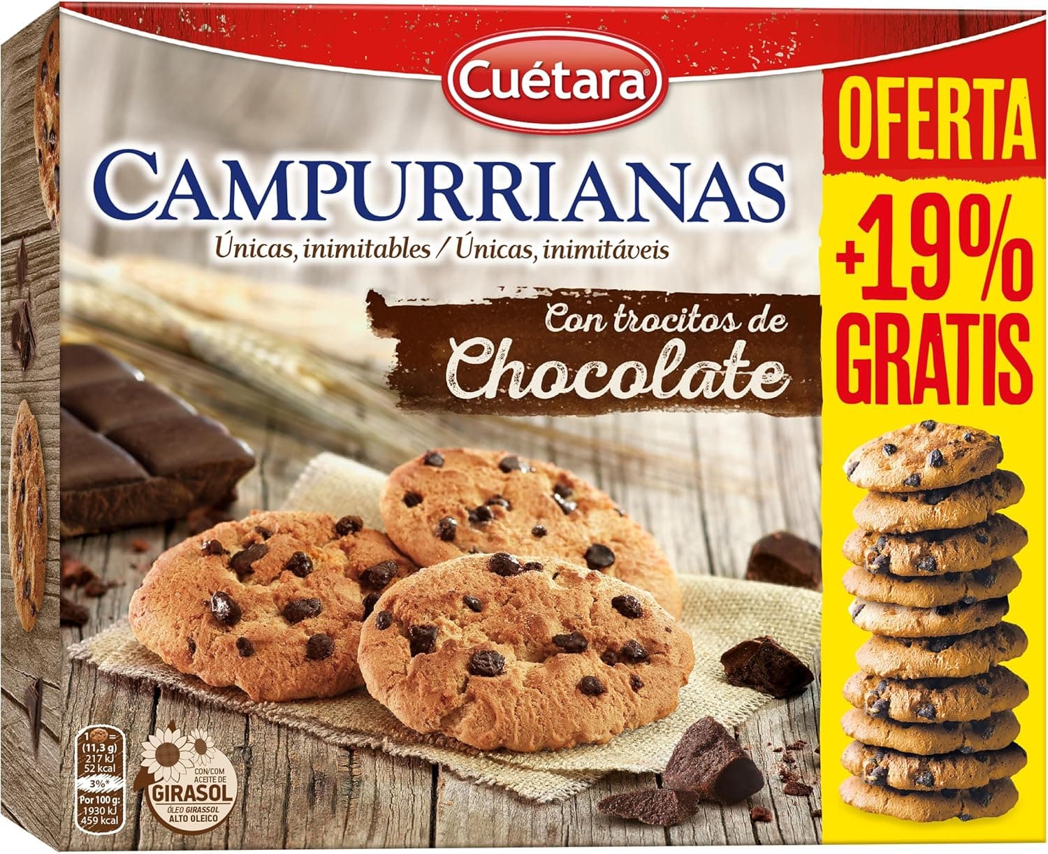 Cuétara Campurrianas com Pepitas de Chocolate | Bolachas crocantes com pepitas de chocolate, 350 g