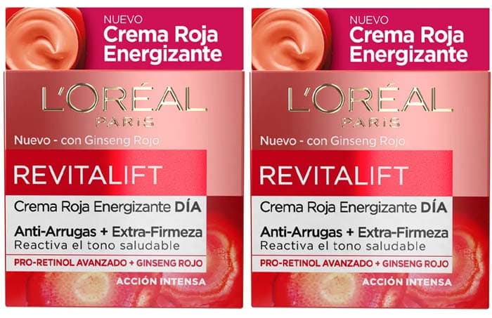 L'OREAL Paris Revitalift Creme de dia anti-rugas energetizante com gininseng vermelho, 50 ml x 2