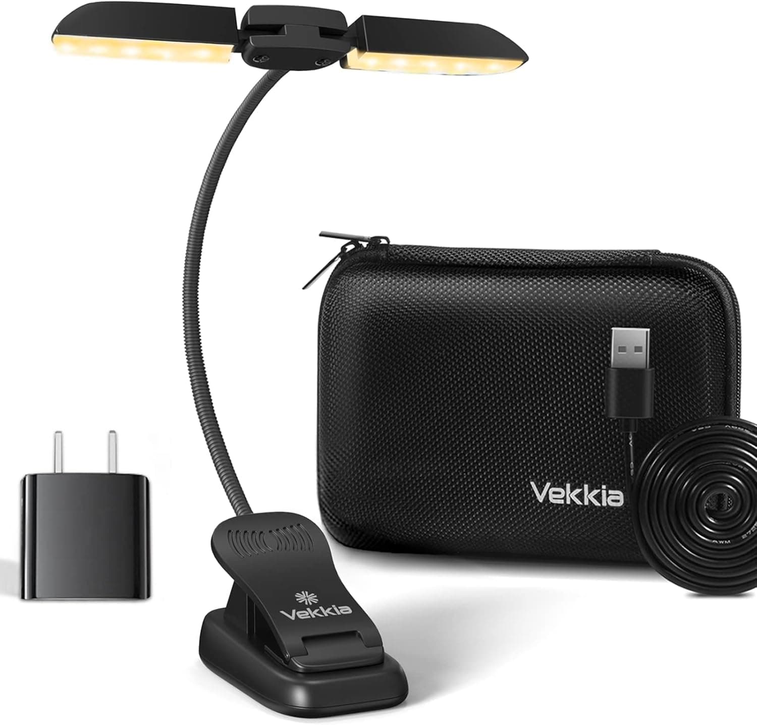 Vekkia Luz de leitura, luz de leitura com 14 LEDs de 3 modos (quente/branco/misto), candeeiro de leitura para ler livros na cama, perfeito para leitores noturnos, estúdio, livro, viagem