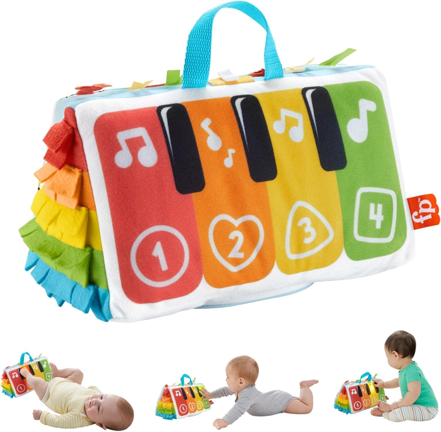 Fisher-Price Kick & Play Piano macio, peluche com atividades, luzes e sons, brinquedo para bebé recém-nascido (Mattel HND54)
