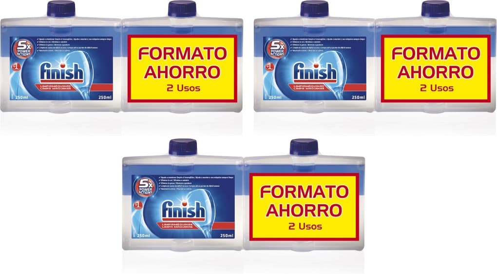 Finish Líquido para limpeza de máquinas de lavar louça, 250 ml x 6