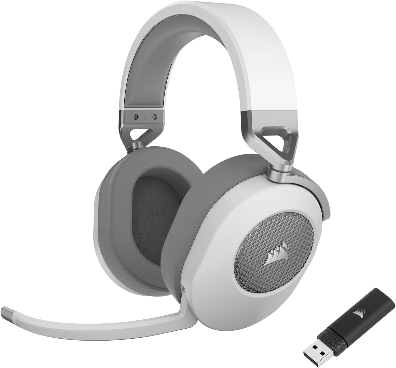 Corsair HS65 WIRELESS Auriculares para jogos multiplataforma com Bluetooth - Dolby 7.1 Som envolvente - microfone omnidirecional - iCUE - PC, Mac, PS5, PS4, Nintendo Switch, telemóvel - branco