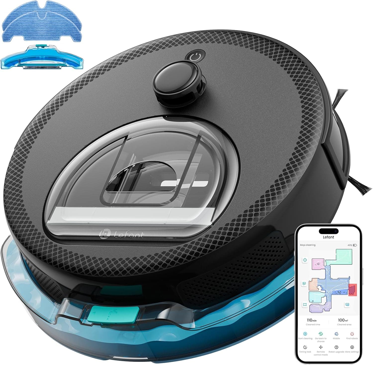 LEFANT M330 Pro Robot Aspirador e esfregona com mapeamento 3 em 1, navegação dToF, 5000Pa, 150 min, prevenção de obstáculos PSD de 190°, WiFi/Alexa 2,4 GHz e 5 GHz, ideal para pêlos de animais de estimação