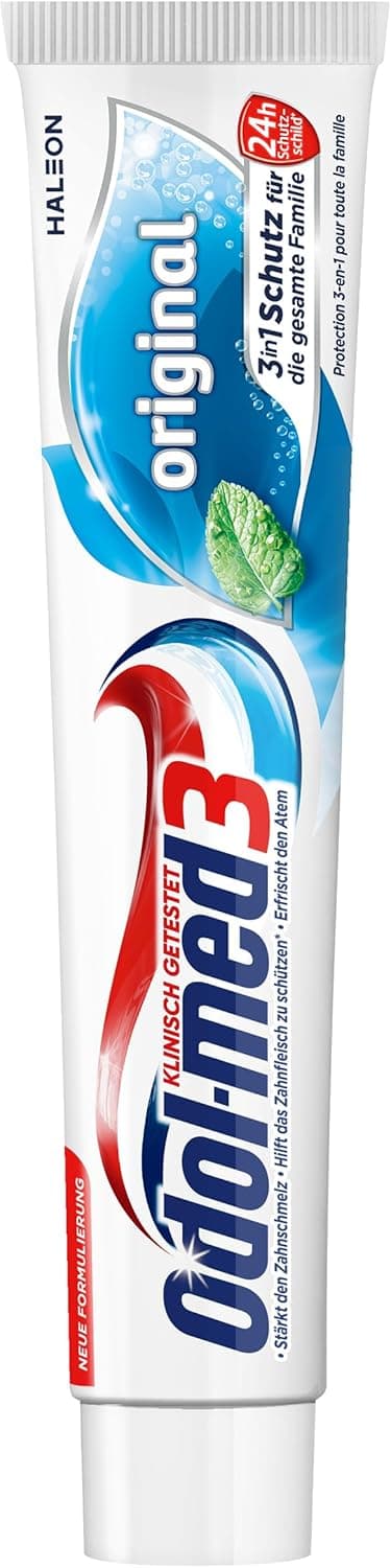 Odol-med3 - pasta de dentes original com proteção 3 em 1 para dentes fortes, gengivas saudáveis e hálito fresco, 75 ml