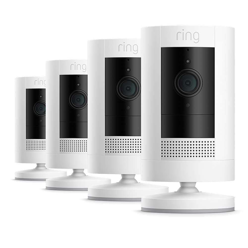Ring Câmera externa com bateria (Stick Up Cam) | Câmera de vigilância wi-fi HD para sua casa com comunicação bidirecional e fácil instalação | 30 dias grátis Ring Home | 4 Câmaras