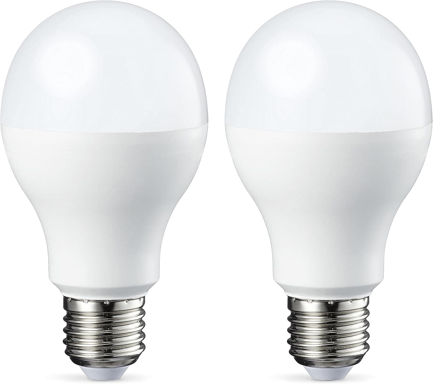 Amazon Basics Lâmpada LED esférica E27, 14 W (equivalente a 100 W), branco quente, regulável - 2 unidades