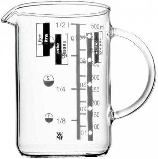 WMF Gourmet Copo medidor de 0,5 l, vidro borosilicatado resistente ao calor, escala para litros, mililitros, canecas e gramas
