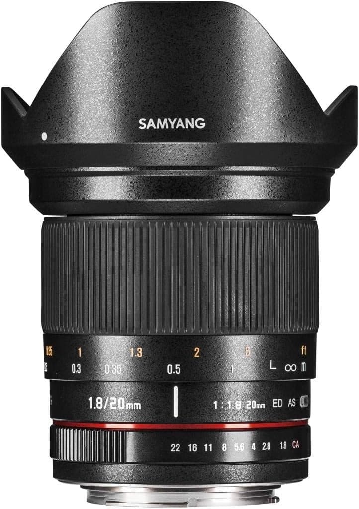Samyang DSLR - Lente para Sony E (20 mm, F1.8 ED, AS UMC), preto