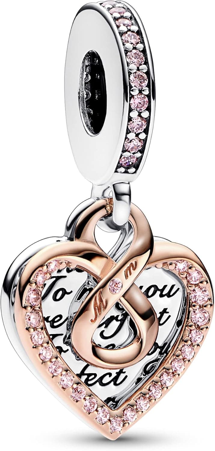 Pandora Moments Charms - coração de prata de lei e banhado a ouro rosa de 14 quilates