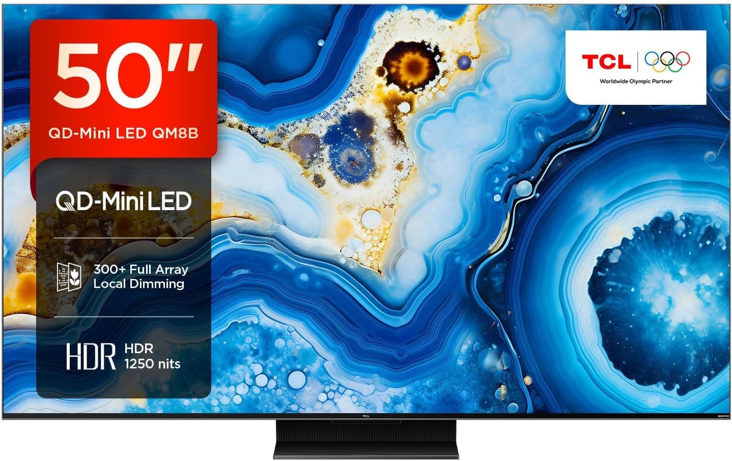 TCL 50QM8B TV MiniLED 50", QLED, 144Hz, 4K HDR Premium de 1250 nits, Google TV, Dolby Atmos, Onkyo e Game Master Pro 2.0