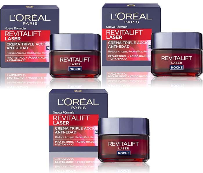 L'Oréal Paris Revitalift Laser creme de noite anti-idade tripla ação, rugas e multicorreção, 50 ml x 3