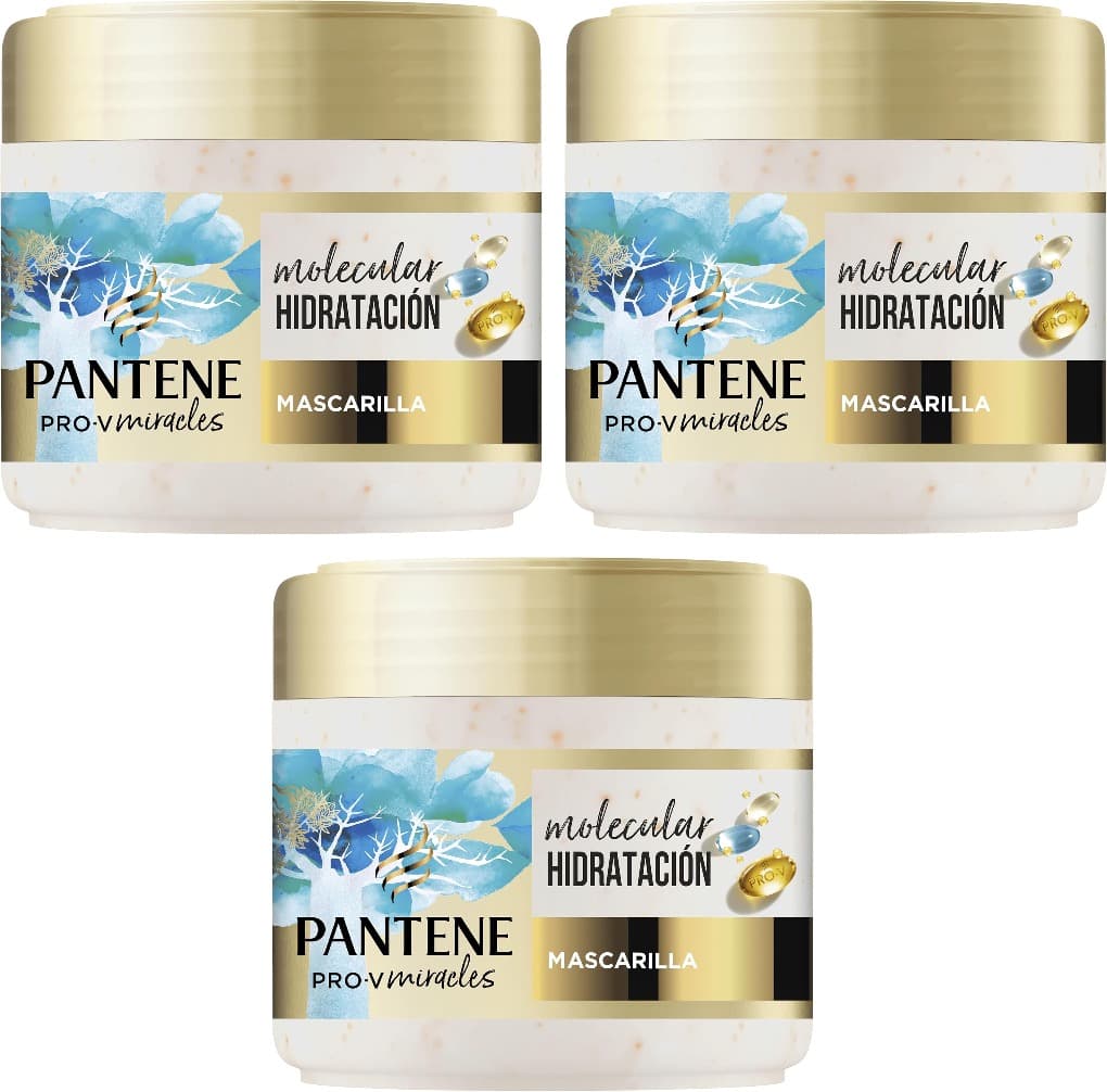 Pantene Pro-V Miracles Hidratação e brilho máscara intensiva com biotina, 300 ml tratamento intensivo para cabelo seco e danificado. Cabelo mais macio após o primeiro uso. Adequado para uso diário x3