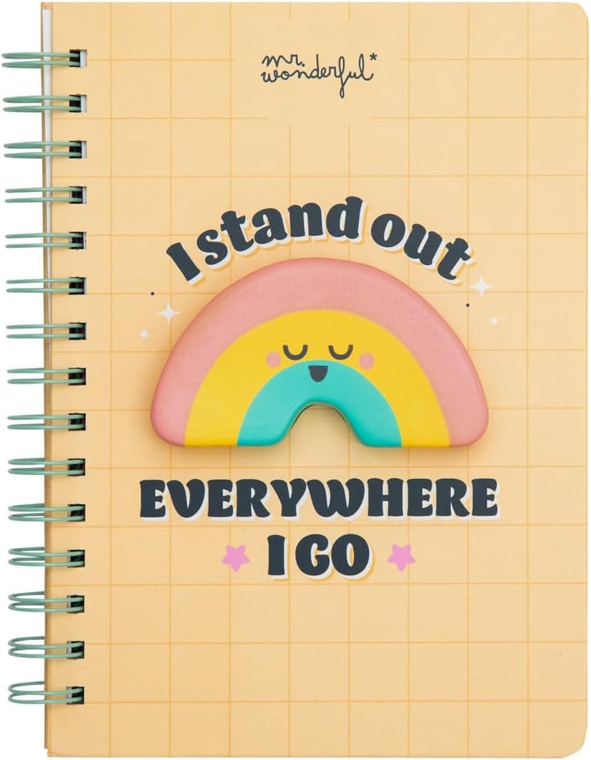 Mr. Wonderful A5 Rainbow 3D | Caderno com 160 páginas e folha de autocolantes