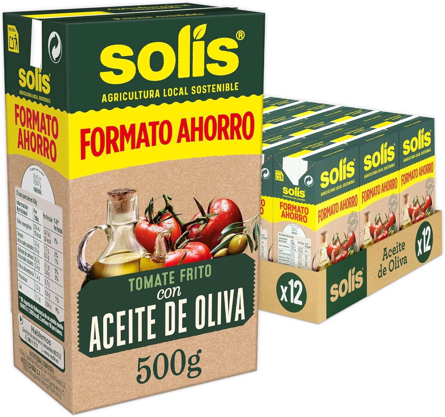Solis Combi Oliva | Molho de tomate para massa, pack de 12 x 500 ml