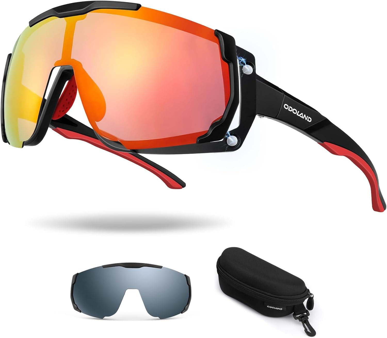 Odoland Ciclismo óculos de sol UV400 lentes magnéticas intercambiáveis polarizados desporto óculos de sol para conduzir ciclismo basebol desportos ao ar livre para homens mulheres