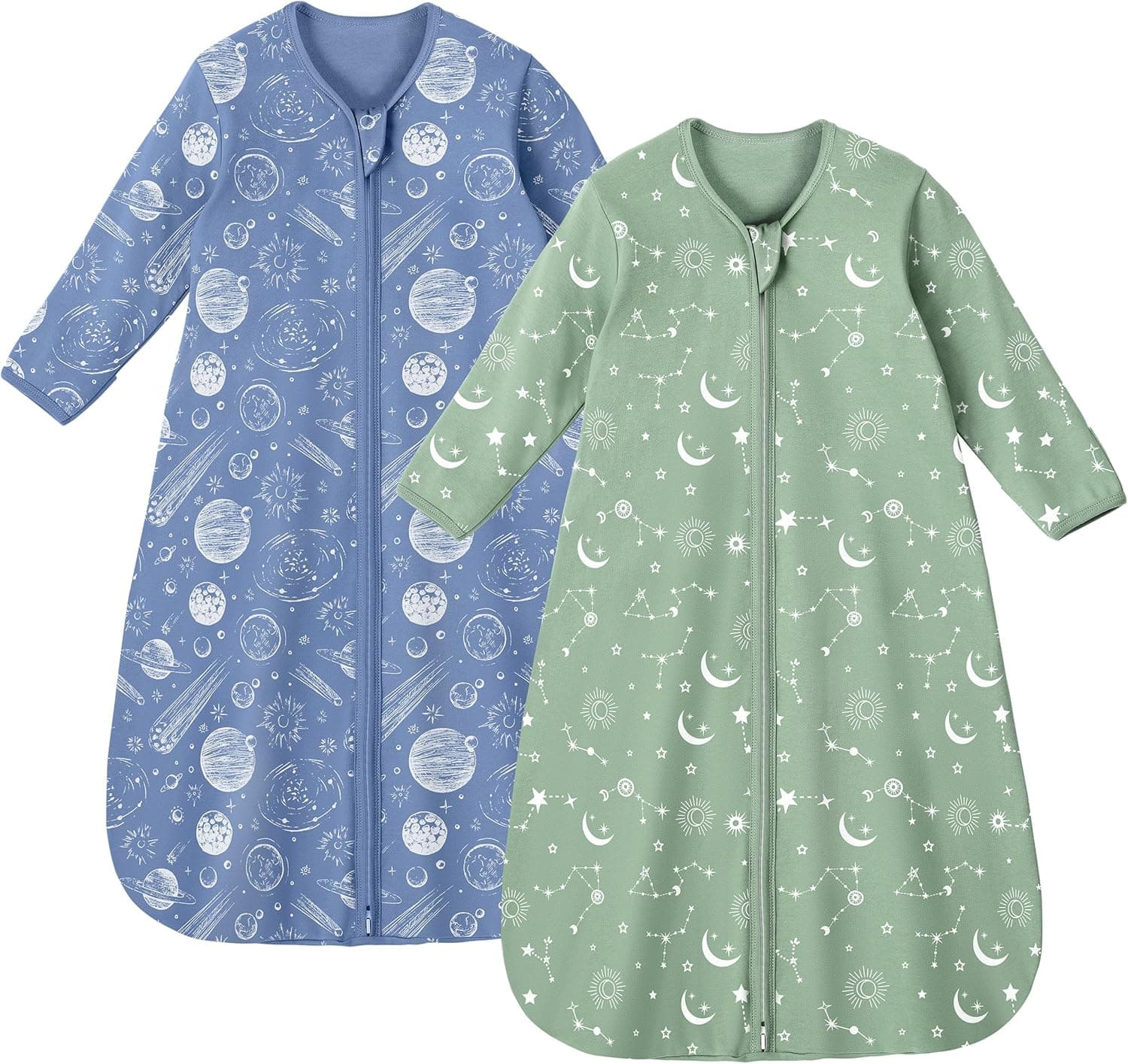 Unnivoll Saco de dormir bebé verão 0,5 Tog, saco de dormir bebé com mangas, 84 cm (12-18 meses), pacote de 2, respirável 100% algodão, para meninas e meninos