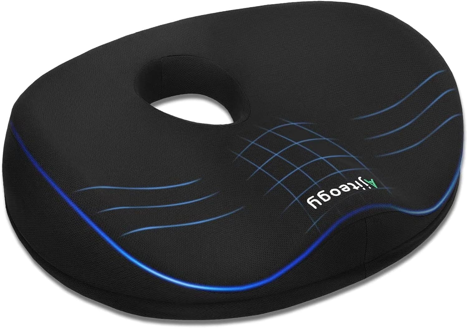 Ajiteogy Almofadas de assento de espuma viscoelástica, almofada para aliviar hemorroidas e dores de coxis, almofada de espuma de memória antiderrapante para casa, escritório, condução, automóvel