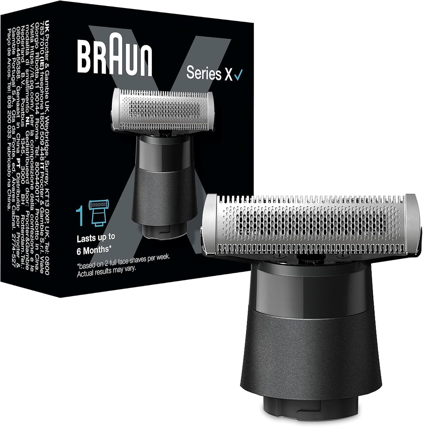 Braun Series X cabeça de substituição XT20 ORIGINAL, lâmina 4D, compatível com todos os cortadores de barba e máquinas de barbear elétricas Braun Series X