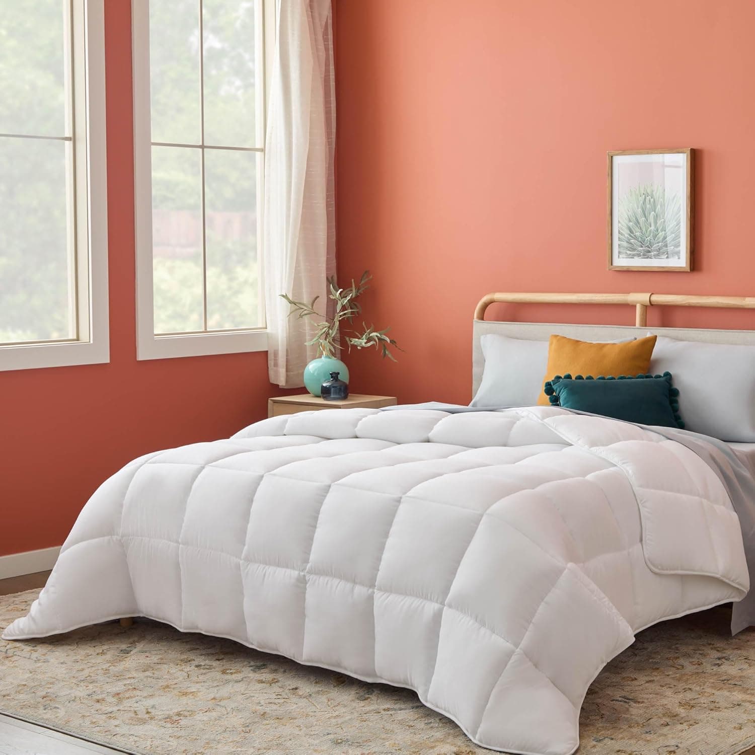 Linenspa Microfibre | Edredão 4 estações ultra macio para cama de 90 cm 155 x 220 cm branco