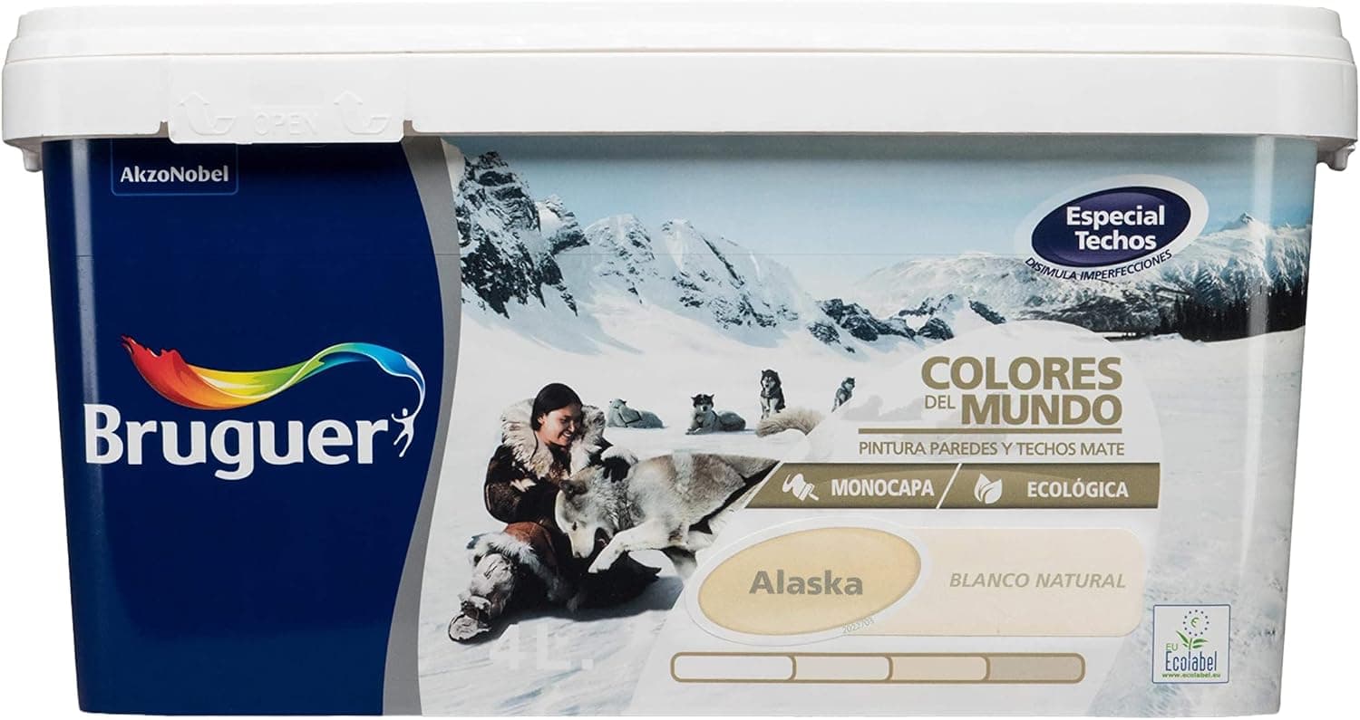 Bruguer Cores do mundo pintura para paredes monocamada Alasca branco natural 4 L