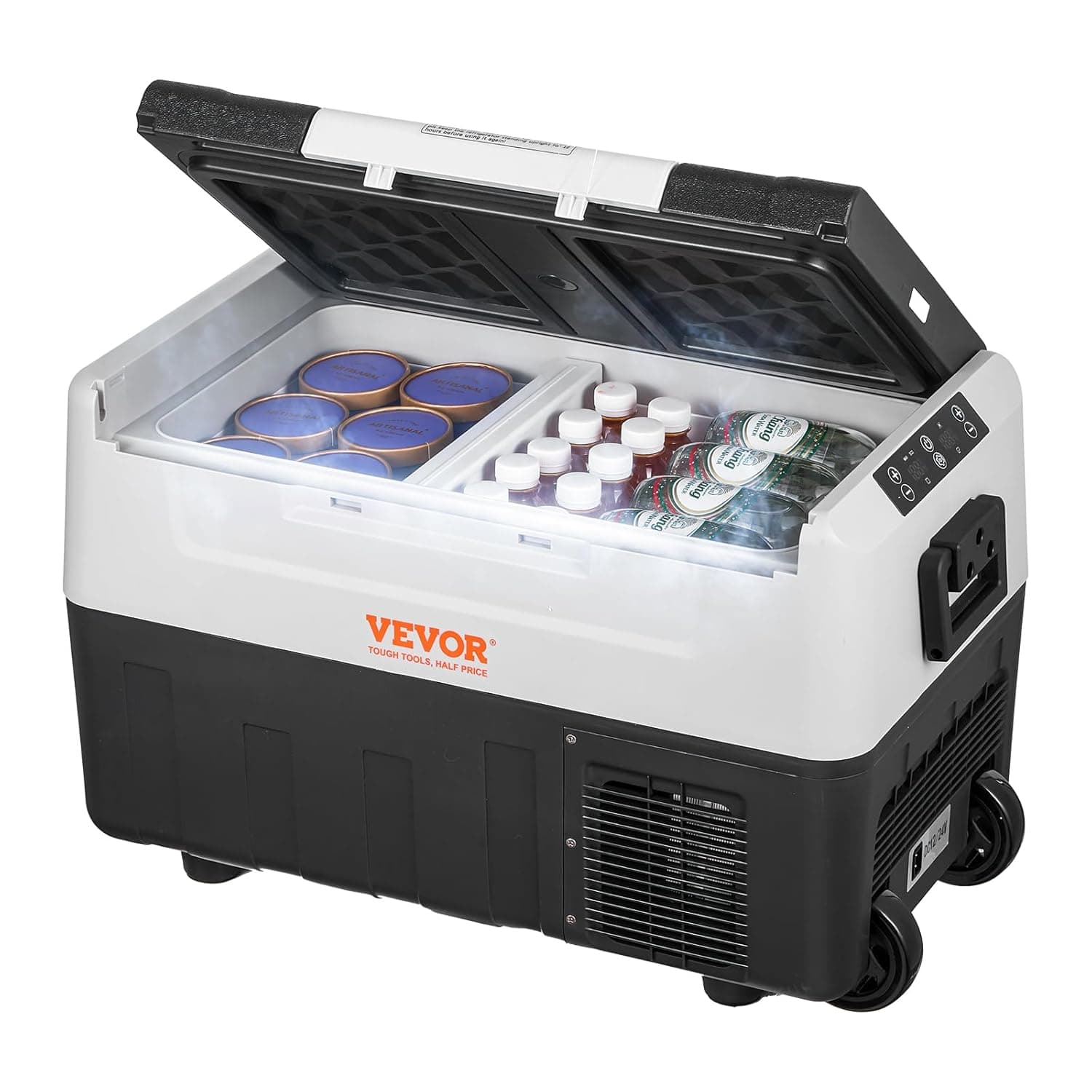 VEVOR Geladeira elétrica portátil de 35 l frigorífico portátil para carro 12/24 V CC 100-240 V CA frigorífico de uma área para carro 0,6 kW.h - 20 °C a 10 °C congelador ajustável para camião barco
