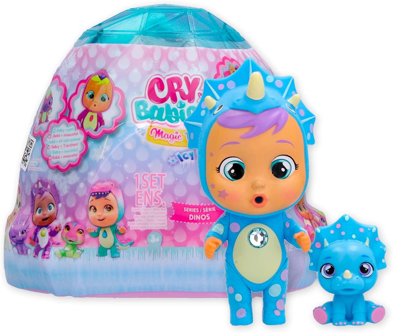 BEBÊS Chorões lágrimas mágicas Icy World Dinos, boneca surpresa colecionável que chora lágrimas da verdade e o seu animal de estimação dinossauro, brinquedo presente para meninos e meninas +3 anos