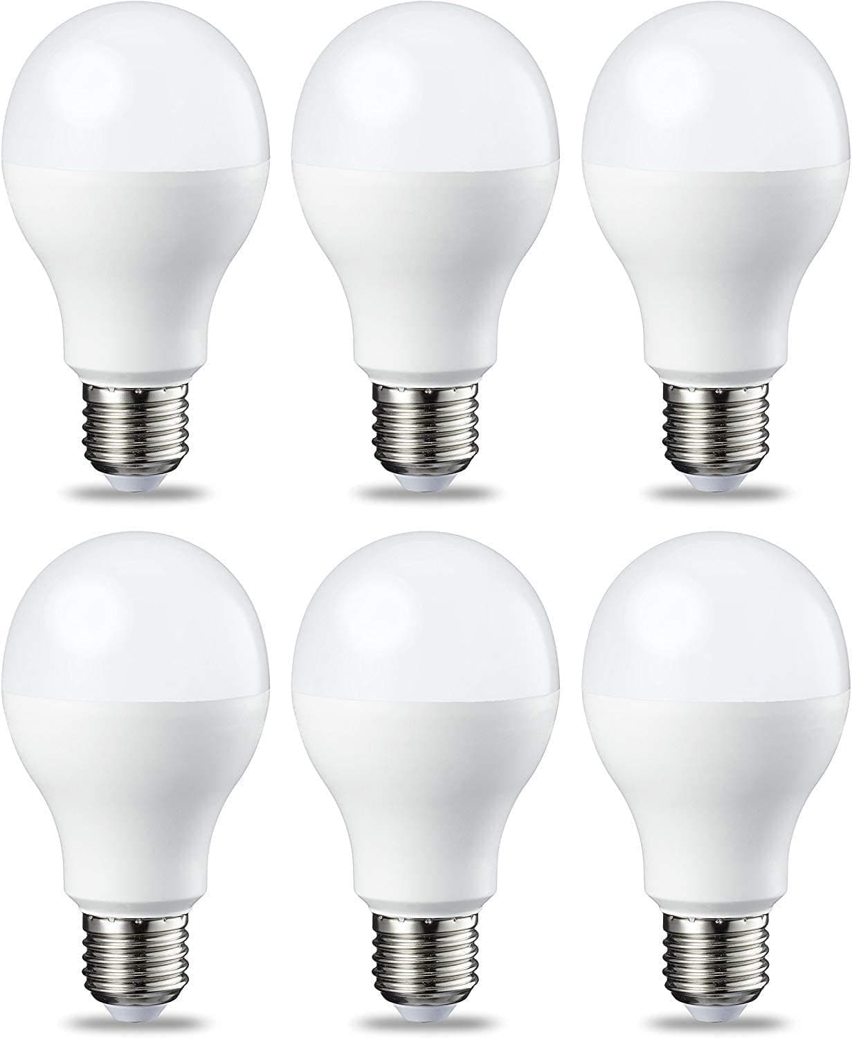 Amazon Basics Lâmpada de rosca Edison LED E27, 14 W (equivalente a 100 W), branco frio, não regulável, embalagem de 6 