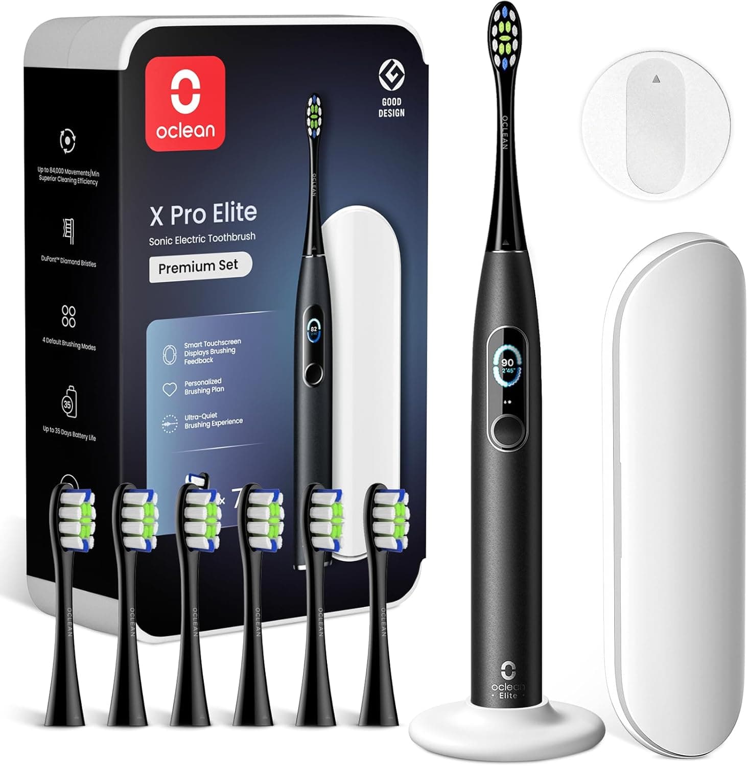 Oclean X Series Pro Elite | Escova de dentes elétrica sónica com ecrã tátil, 4 modos e autonomia de 35 dias