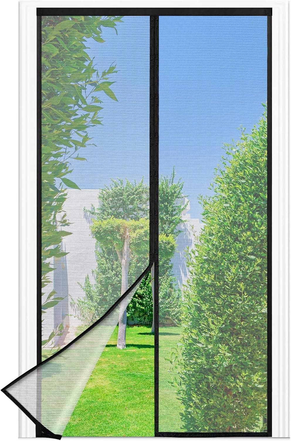 Rede mosquiteira magnética para porta da varanda, 90 x 240 cm, ímanes mais fortes, 3,8 cm de largura, fita de velcro, mosquiteira para portas sem necessidade de perfuração, proteção contra insetos,