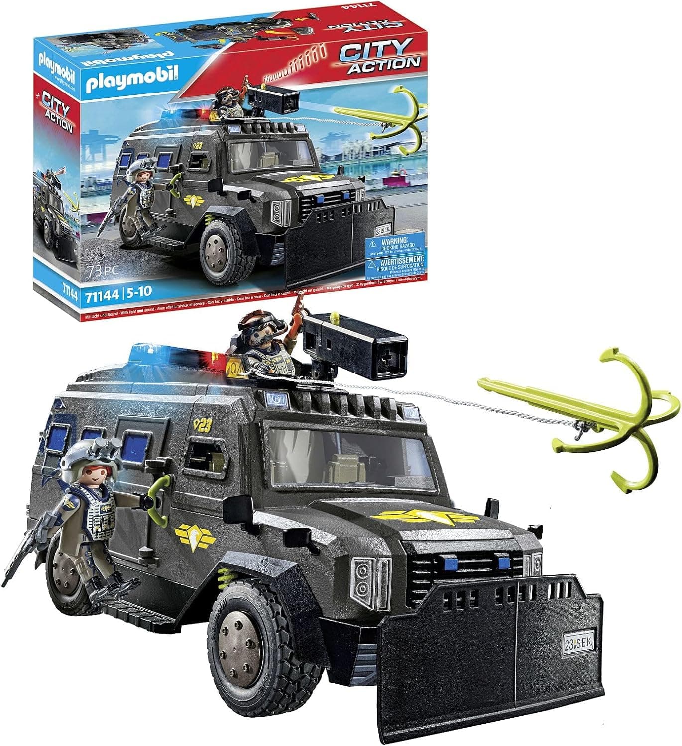 PLAYMOBIL City Action 71144 Forças especiais veículo todo-o-terreno, com luz e som, brinquedos para crianças a partir de 5 anos