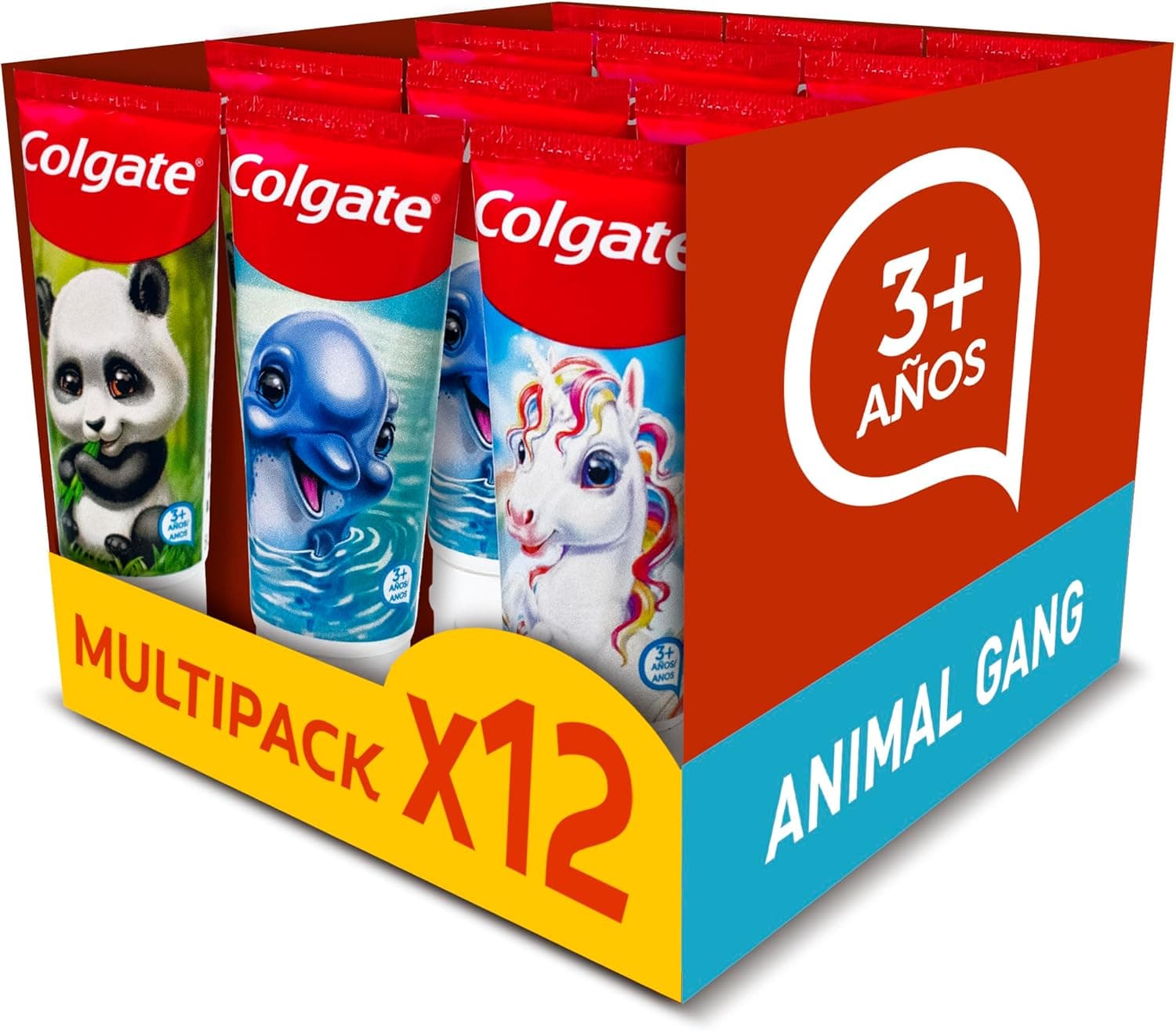 Colgate Animal Gang | Pasta dentífrica infantil proteção anticárie sabor suave pack de 12 x 50 ml