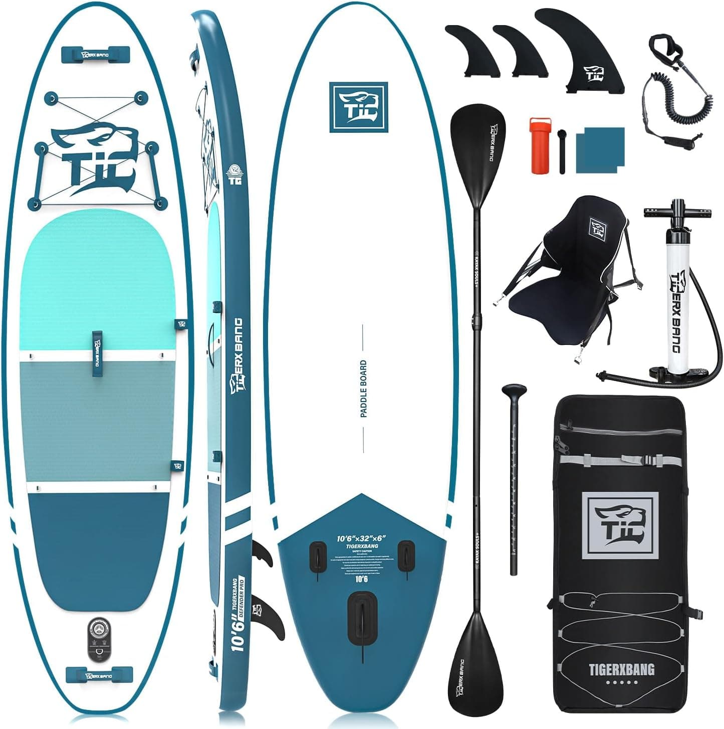 TIGERXBANG Prancha de stand up paddle insuflável, com acessórios premium, para adultos e crianças