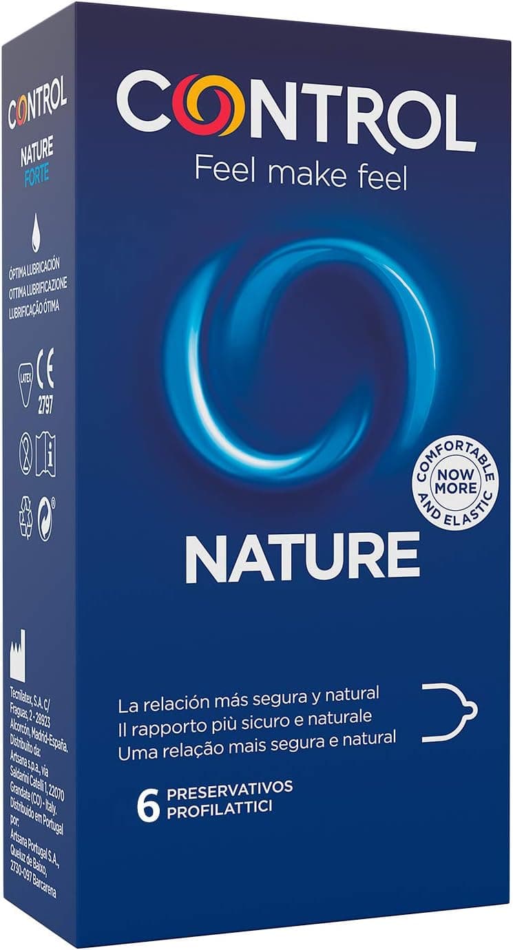 Control Preservativos natureza. Caixa de 6 preservativos para um prazer natural, lubrificado, sexo seguro. Desfrute de uns reservativos com ajuste perfeito para um relacionamento seguro.