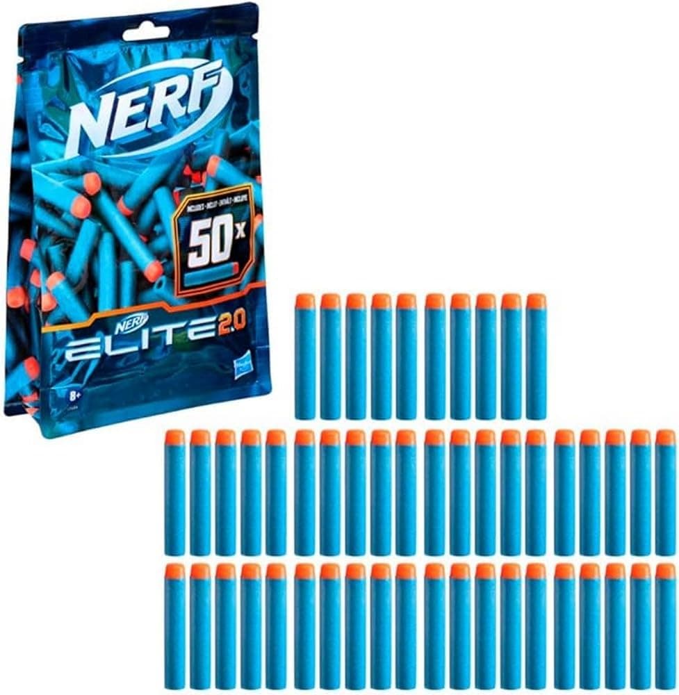 Nerf Pack de substituição de 50 dardos Nerf Elite 2.0 - inclui 50 dardos Nerf Elite 2.0 oficiais, compatível com todos os lançadores Nerf Elite