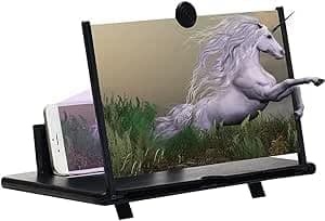 Lupa de ecrã para telemóvel, 3D, projetor dobrável para ver filmes e vídeos, adequado para todos os smartphones (18 polegadas), cor preta
