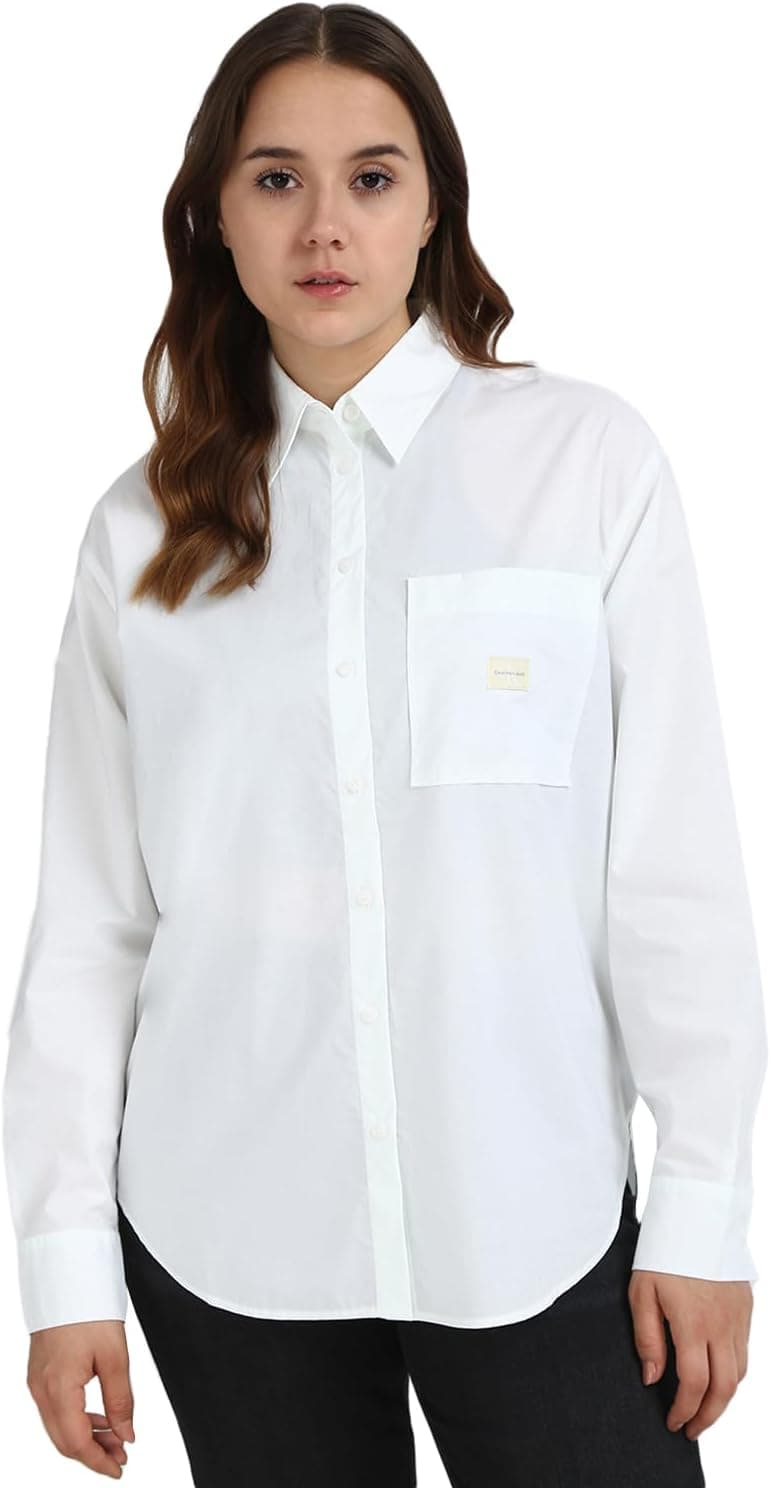 Calvin Klein Woven Label Relaxed Fit | Camisa relaxada para mulher