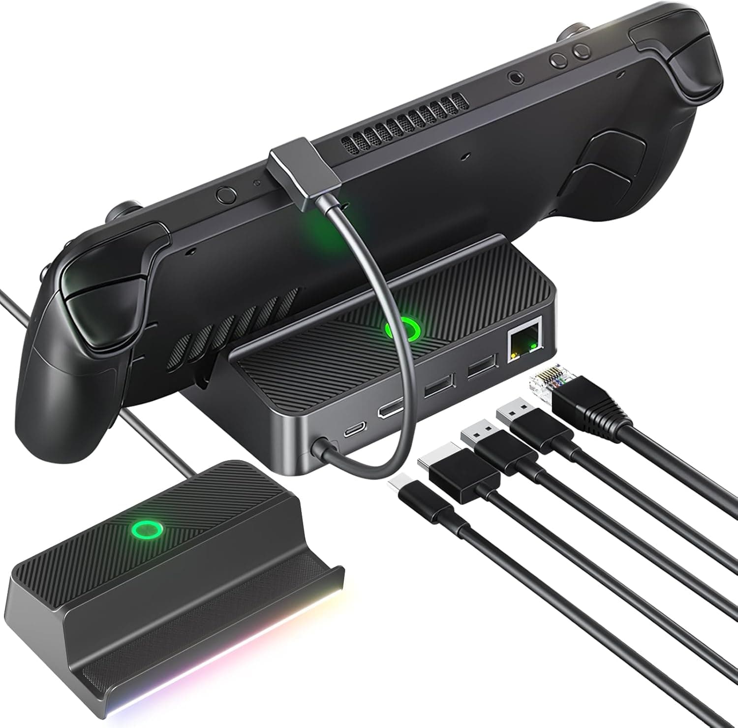 Docking Station Hub USB C, 6 em 1 LED Docking Station com HDMI 2.0 4K@30Hz, Gigabit Ethernet, 2 x USB-A 2.0, PD 100W, USB-C Quick Charge, preto, Snxiwth