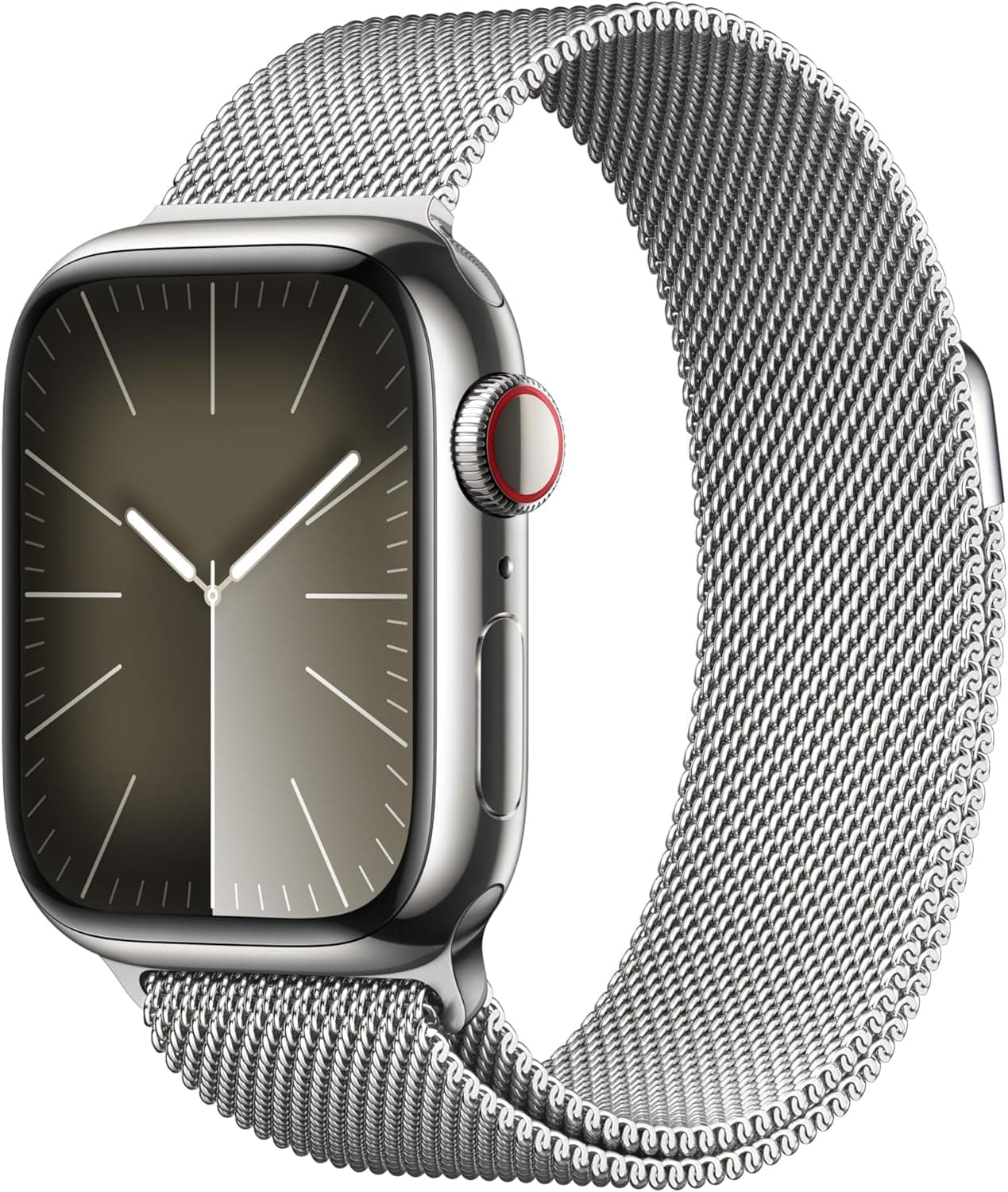 Apple Watch Series 9 (GPS Cellular) - Caixa de aço inoxidável em prata de 41 mm - pulseira Milanese Loop em prata