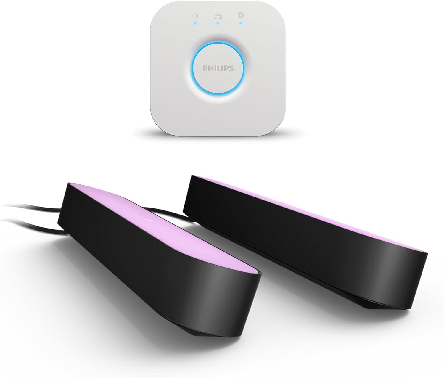 Philips Hue - Barras de luz Hue Play, luz branca e coloridas, com Hue Bridge, funciona com Alexa, Google Assistant e Apple HomeKit, preto, conjunto de 2