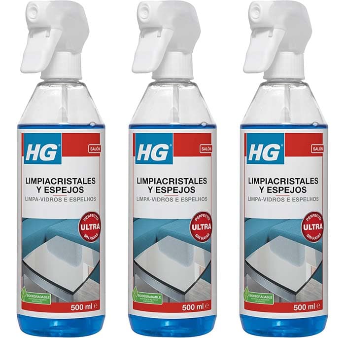 HG Limpadores de cristais e espelhos, resultados impecáveis sem marcas, elimina facilmente a gordura e a sujidade de janelas e outras superfícies de vidro e vidro, 500 ml em spray (142050109)